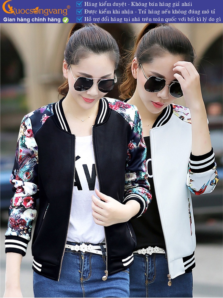 Áo khoác nữ nhẹ tay in hoa GLA122