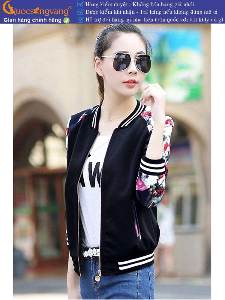 Áo khoác nữ nhẹ tay in hoa GLA122