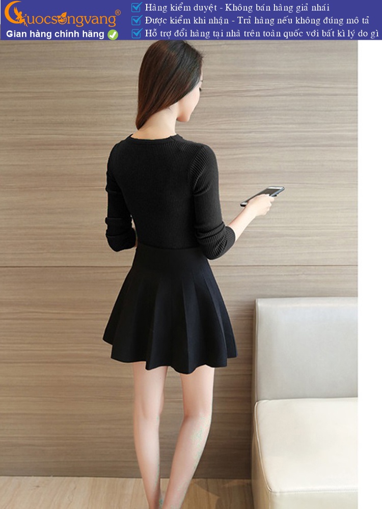 Áo len nữ cổ tim răng cưa dài tay GLA088