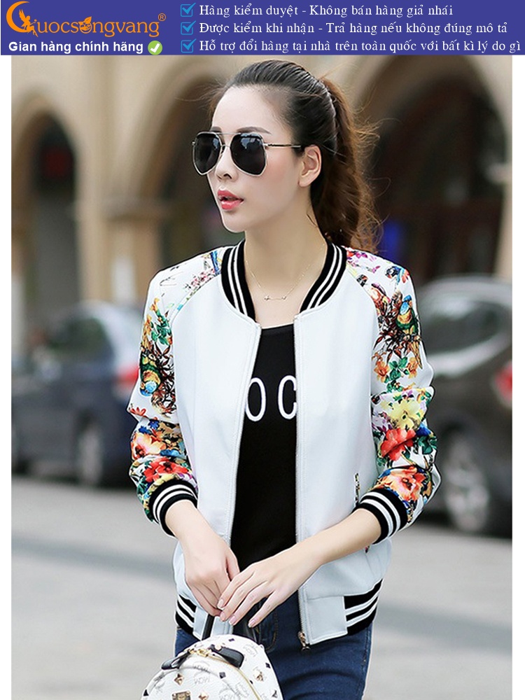 Áo khoác nữ nhẹ tay in hoa GLA122