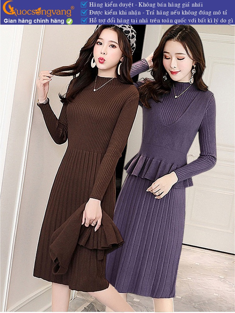 Váy đầm nữ len kèm áo gile rời GLSET041