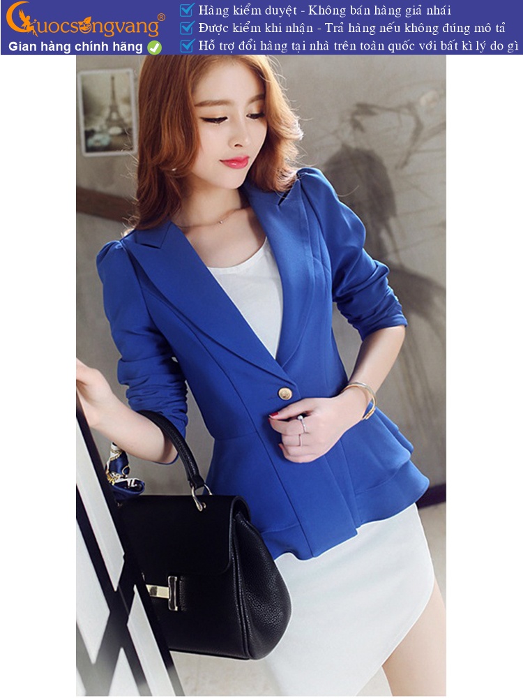 Áo vest nữ công sở kiểu peplum vai bồng GLA084