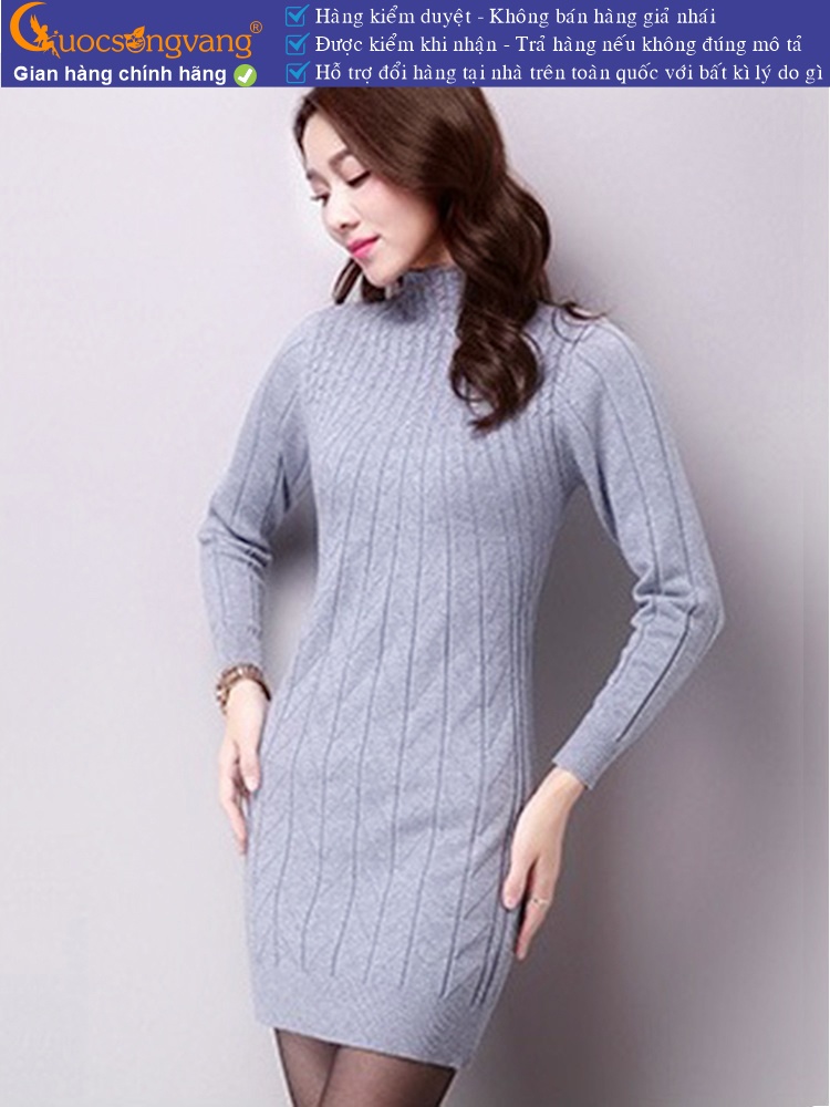 Váy đầm ôm len cổ cao dài tay GLV061