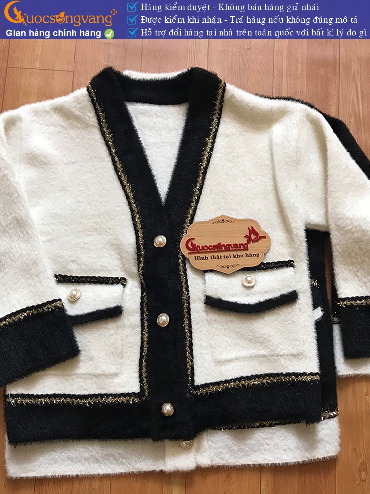 Áo khoác len cashmere sang trọng len mịn túi thật nút thật GLA330