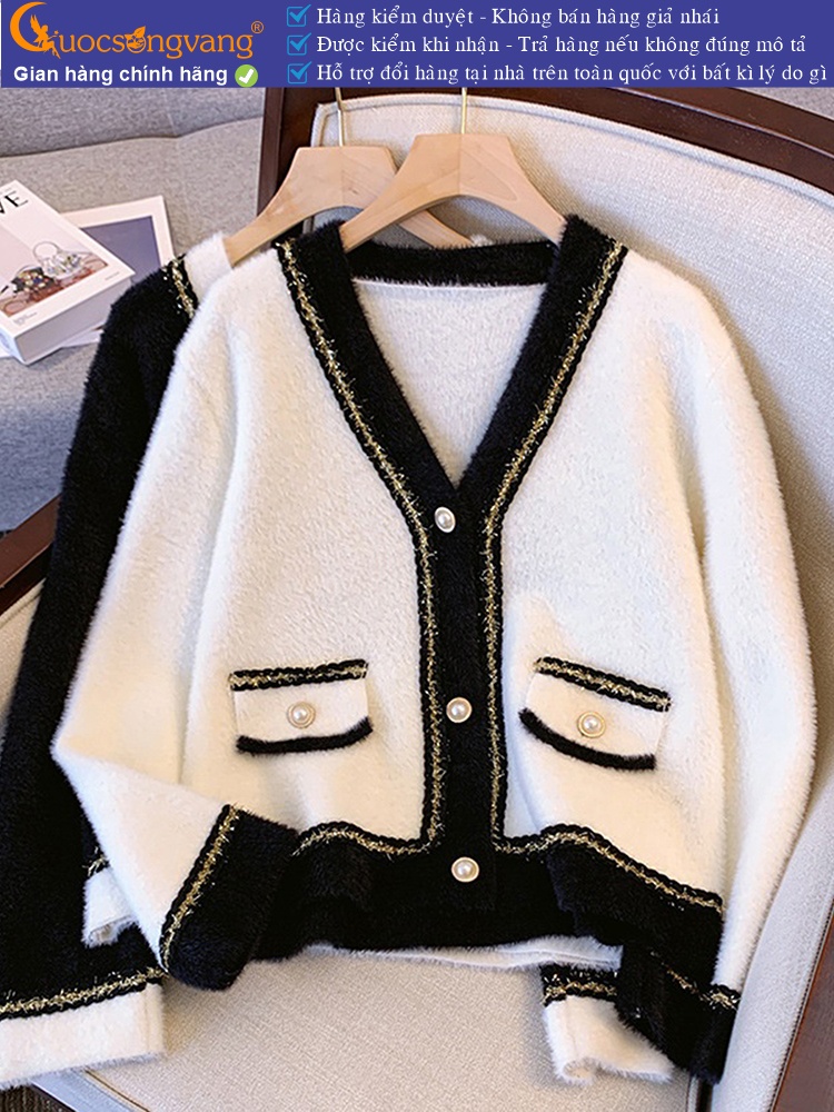 Áo khoác len cashmere sang trọng len mịn túi thật nút thật GLA330
