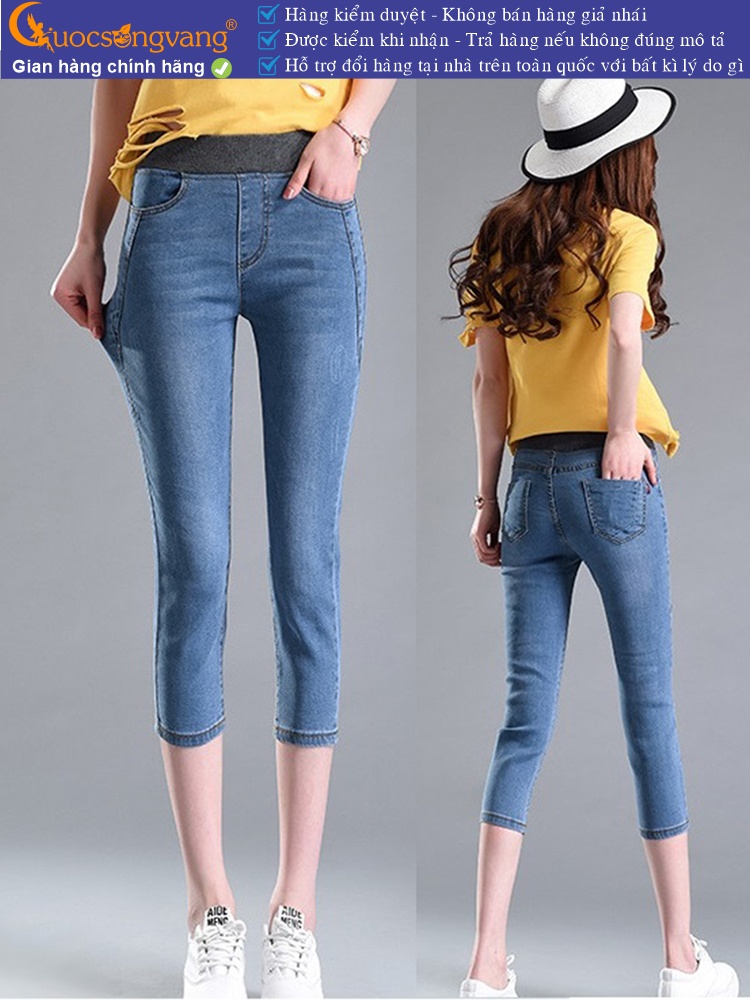 Quần jean lửng nữ lưng thun lưng cao GLQ028