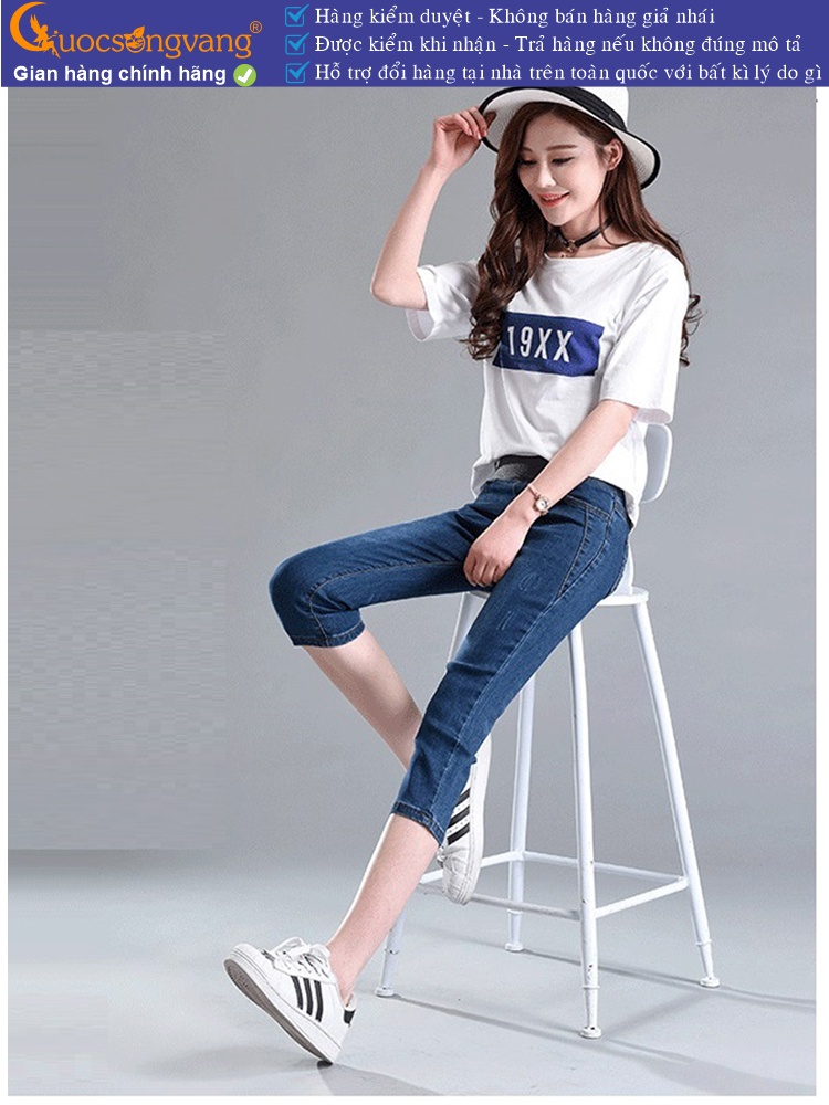Quần jean lửng nữ lưng thun lưng cao GLQ028