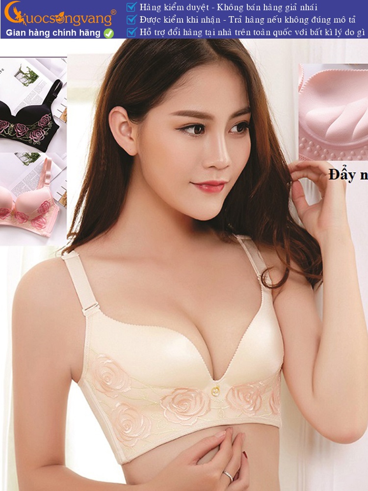 Áo ngực không gọng thêu hoa hồng GLDL008
