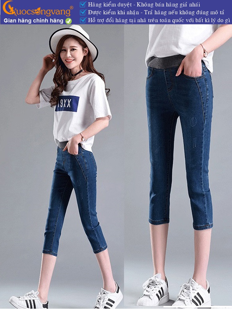 Quần jean lửng nữ lưng thun lưng cao GLQ028