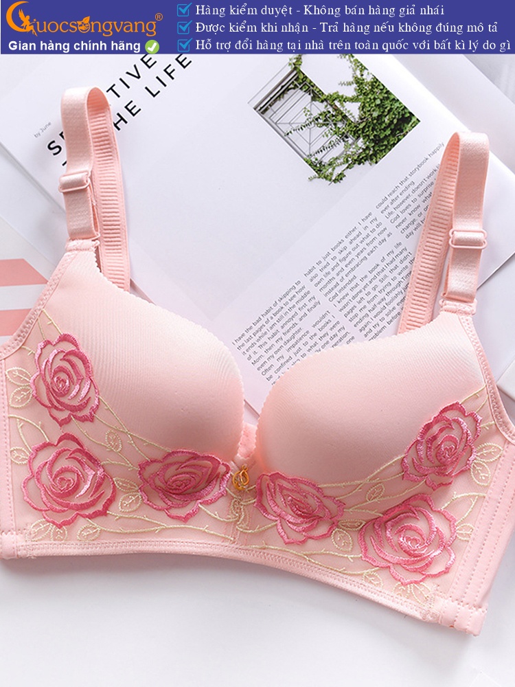 Áo ngực không gọng thêu hoa hồng GLDL008