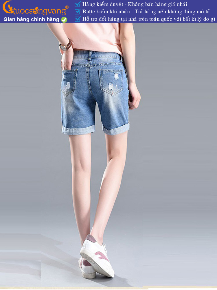 Quần short jean nữ mài rách vẩy màu GLQ035