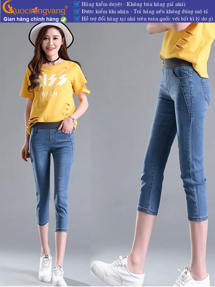 Quần jean lửng nữ lưng thun lưng cao GLQ028