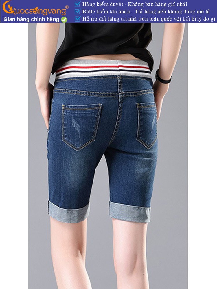 Quần short nữ vải Jean co giãn lưng thun lưng cao GLQ062