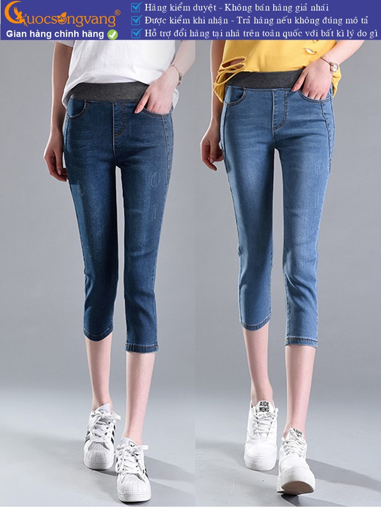 Quần jean lửng nữ lưng thun lưng cao GLQ028