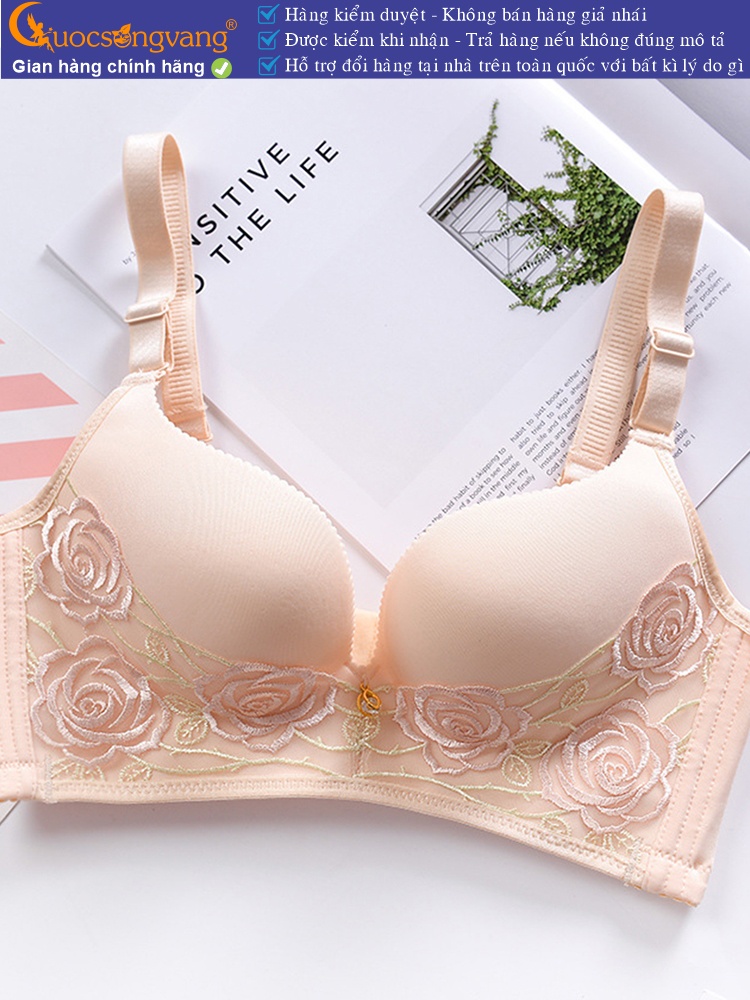 Áo ngực không gọng thêu hoa hồng GLDL008