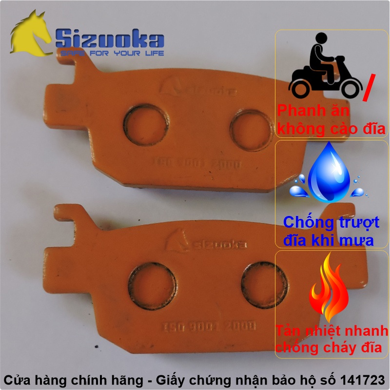 Má phanh đĩa chống trượt Sh125, Sh 150, Sh300i bánh sau PADSZK09 hiệu Sizuoka