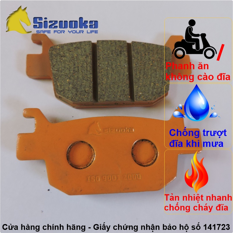 Má phanh đĩa chống trượt Sh125, Sh 150, Sh300i bánh sau PADSZK09 hiệu Sizuoka