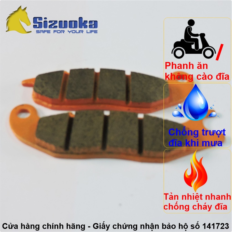Má phanh đĩa chống trượt Future II, Future Neo, Wave RS, MSX, Wave RSX 100, Wave RS 100, Wave S 100, Wave 125 PADSZK02 hiệu Sizuoka