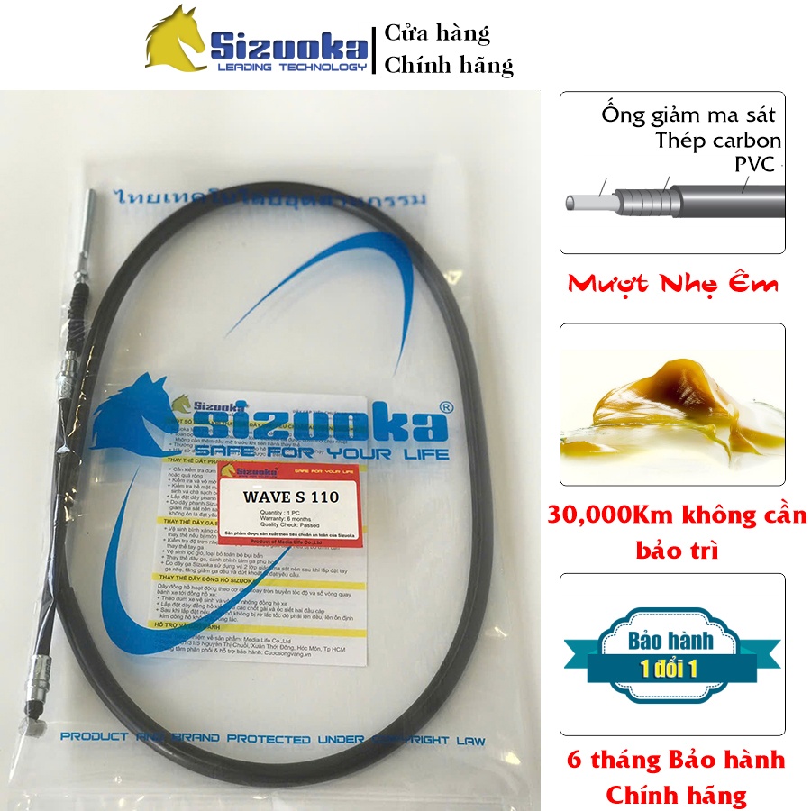 Dây phanh trước Wave S110, Wave RS, Wave Blade 110, Wave Alpha 110, Wave RSX 110 phanh cơ CAB3025