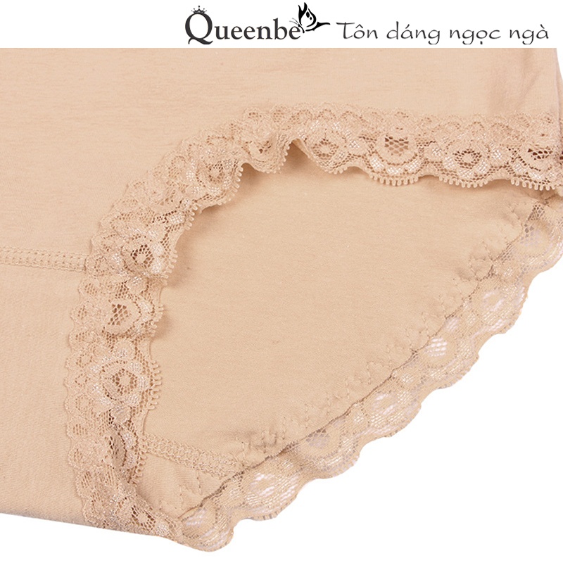 Quần lót cotton phối ren GLDL050 Queenbe lưng cao chống cuộn mềm mịn co giãn tốt