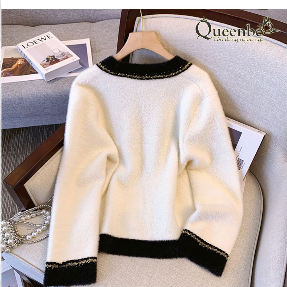 Áo khoác len cashmere sang trọng Queenbe GLA330 len mịn túi thật nút thật