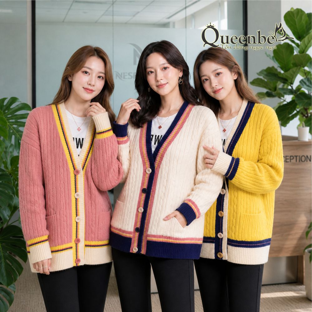 Áo khoác len nữ dài tay Queenbe GLA251