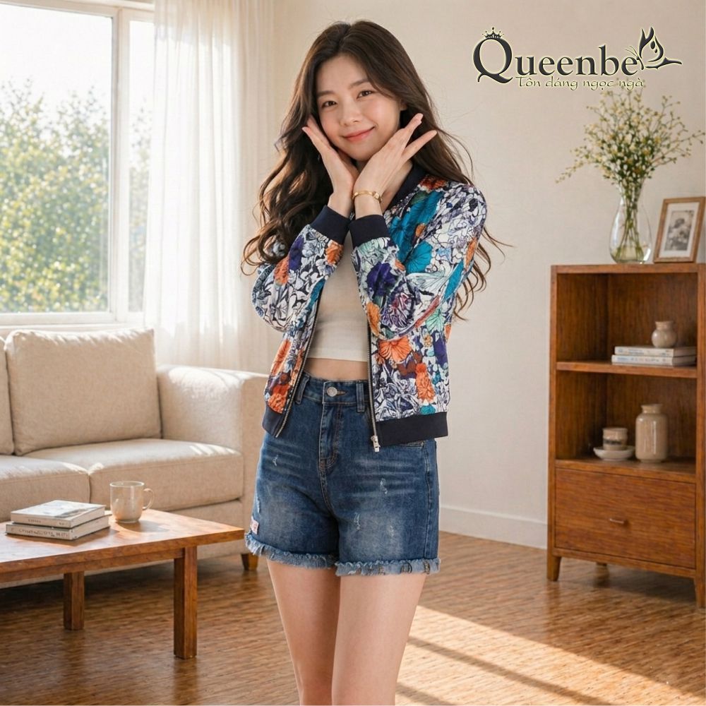 Áo khoác lụa nhẹ kiểu bomber có big size Queenbe GLA290