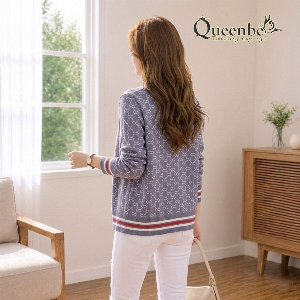 Áo khoác nhẹ nữ cài cúc trước Queenbe GLA225 len mỏng nhẹ xuân thu