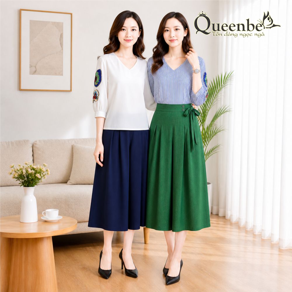 Áo kiểu cổ v tay lỡ đính cườm có big size Queenbe GLA114