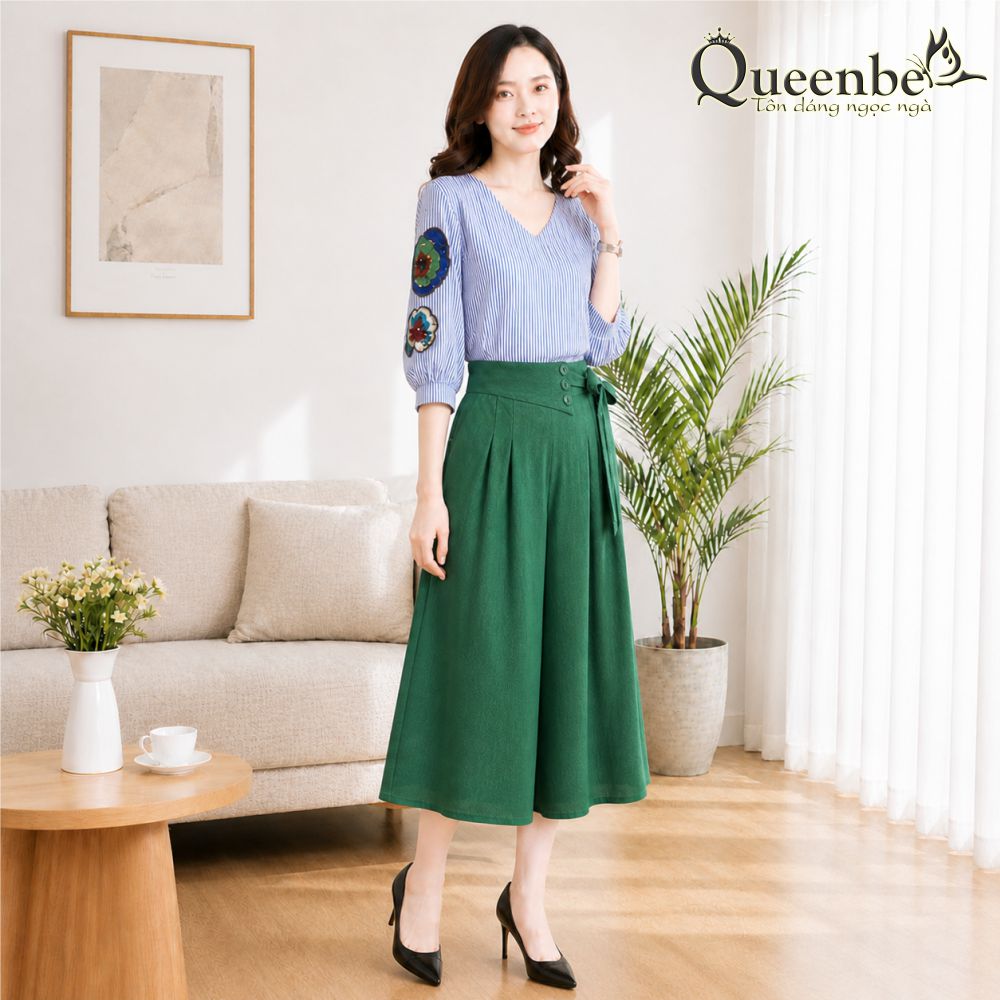Áo kiểu cổ v tay lỡ đính cườm có big size Queenbe GLA114