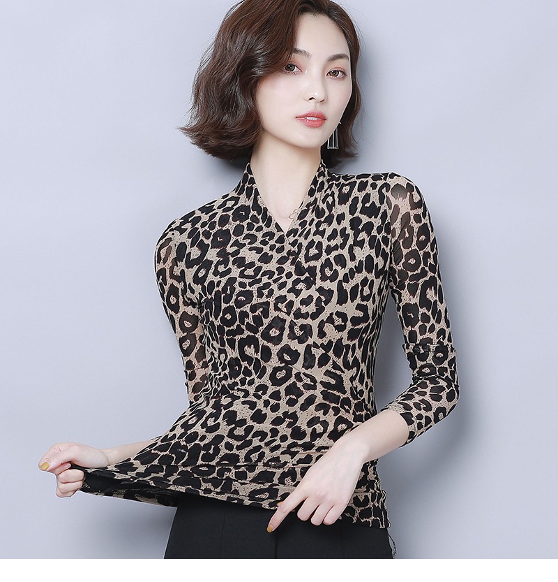 Áo kiểu nữ da báo áo thun lưới cotton co giãn GLA304