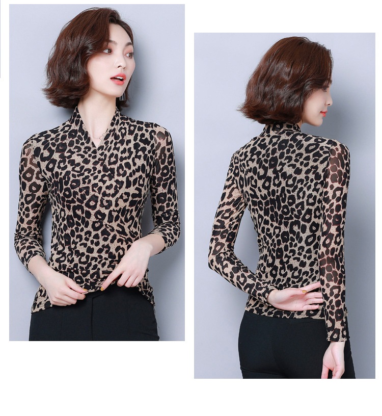 Áo kiểu nữ da báo áo thun lưới cotton co giãn GLA304