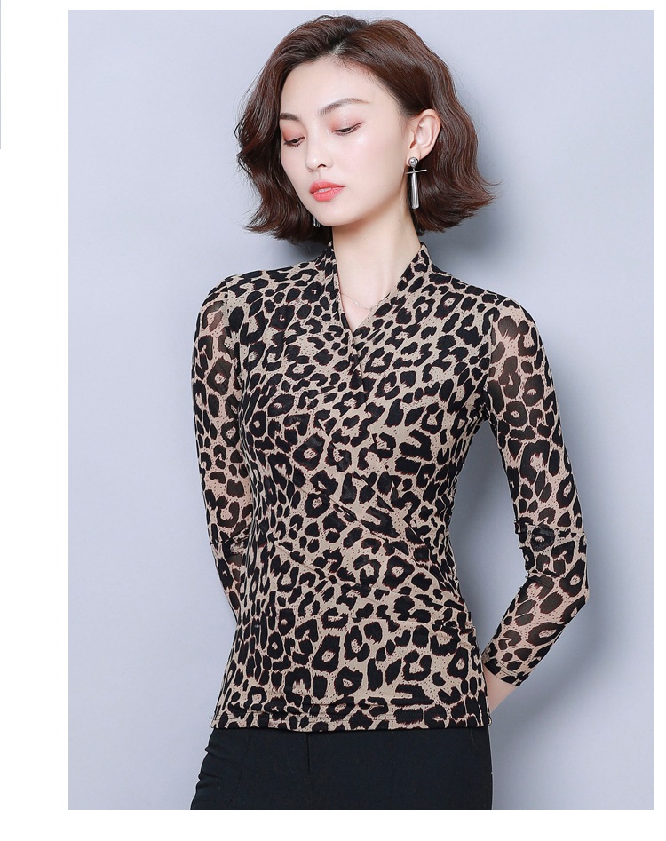 Áo kiểu nữ da báo áo thun lưới cotton co giãn GLA304