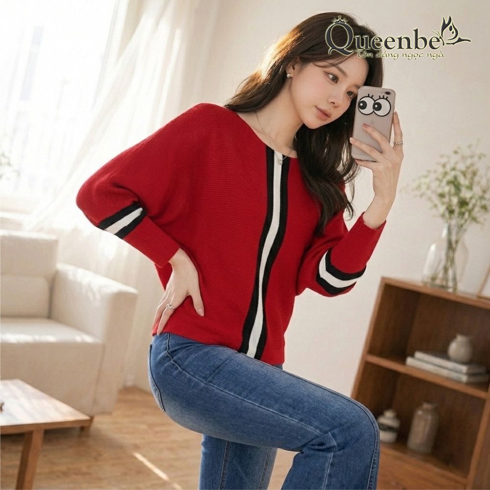 Áo len nữ cánh dơi dài tay Queenbe GLA278