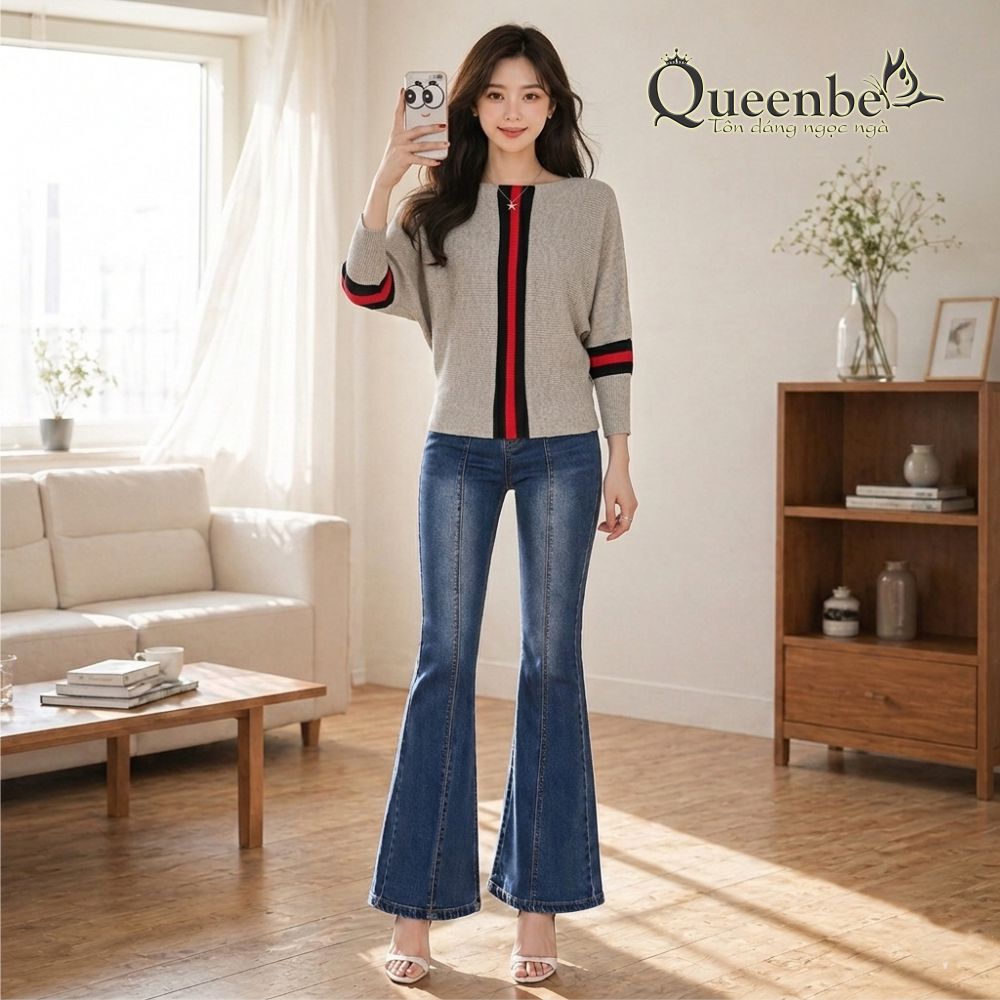 Áo len nữ cánh dơi dài tay Queenbe GLA278
