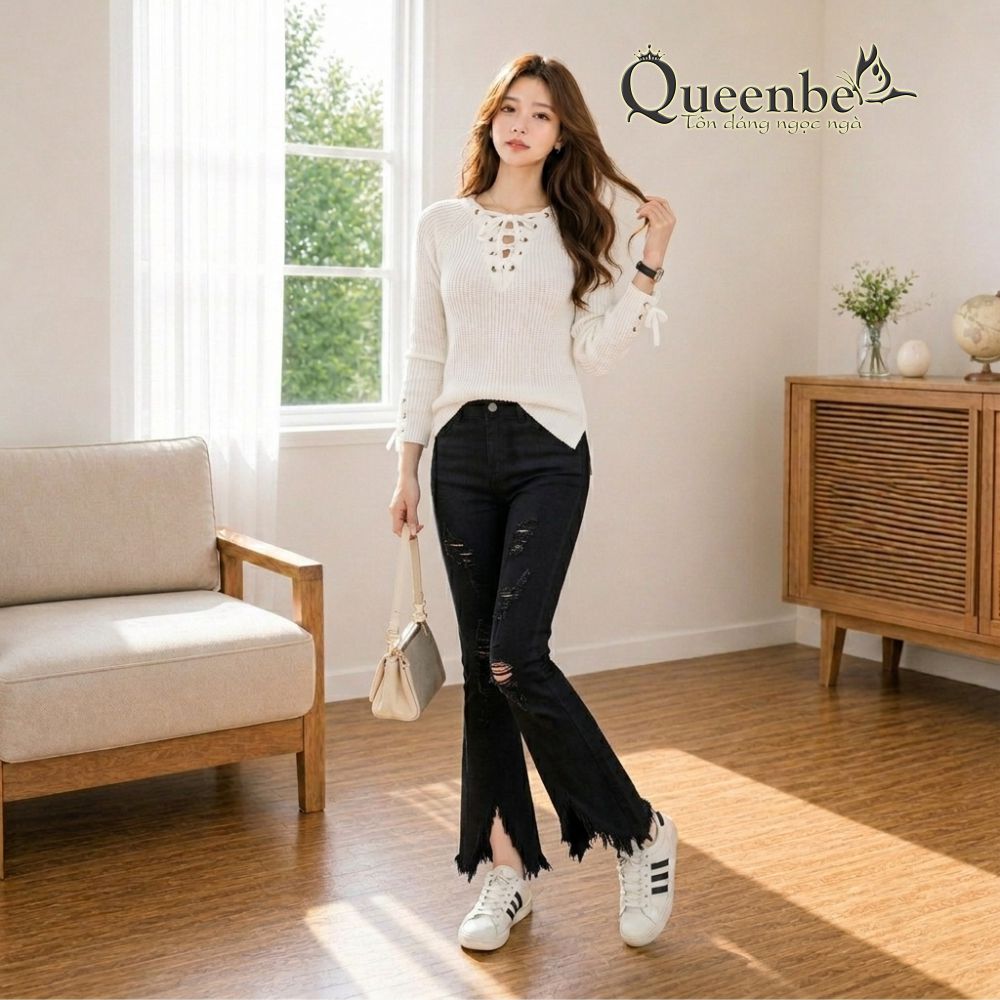 Áo len nữ mỏng nhẹ hè thu Queenbe GLA181