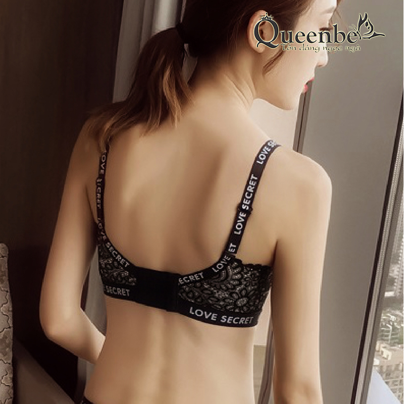 Áo lót ren nâng ngực Queeenbe GLDL006 mút liền khối, ren mềm