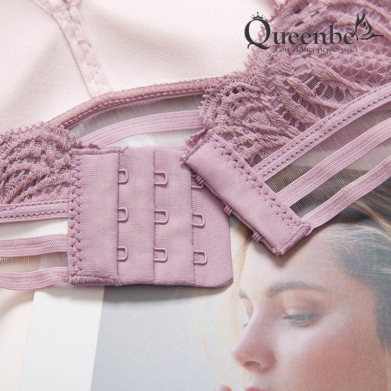 Áo ngực phối ren không gọng Queenbe GLDL014 ép liền khối, thoáng khí