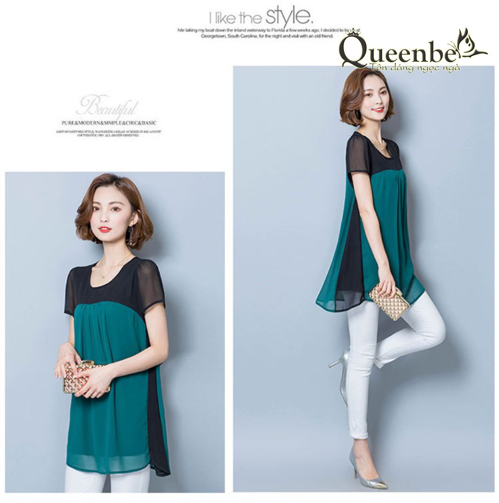 Áo nữ áo kiểu vạt xòe dáng dài Queenbe GLA112