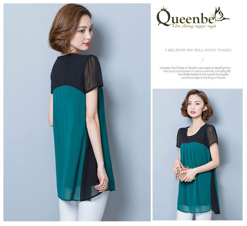 Áo nữ áo kiểu vạt xòe dáng dài Queenbe GLA112