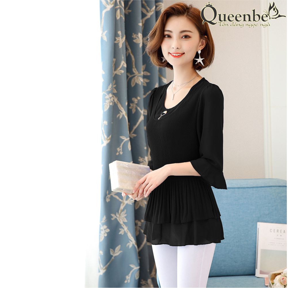 Áo sơ mi nữ tay loe áo kiểu big size Queenbe GLA120