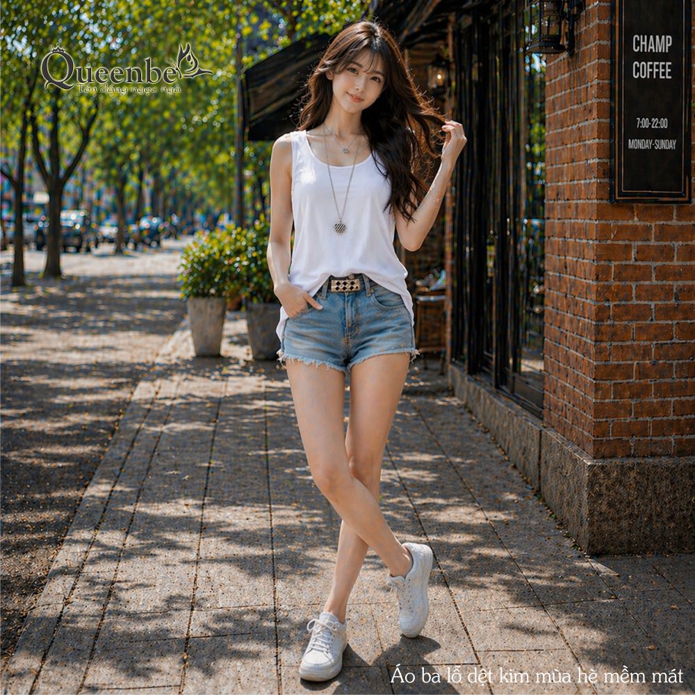 Áo thun nữ ba lỗ dệt kim Queenbe GLA264 chải mịn, không xù, không vón cục, không ra màu