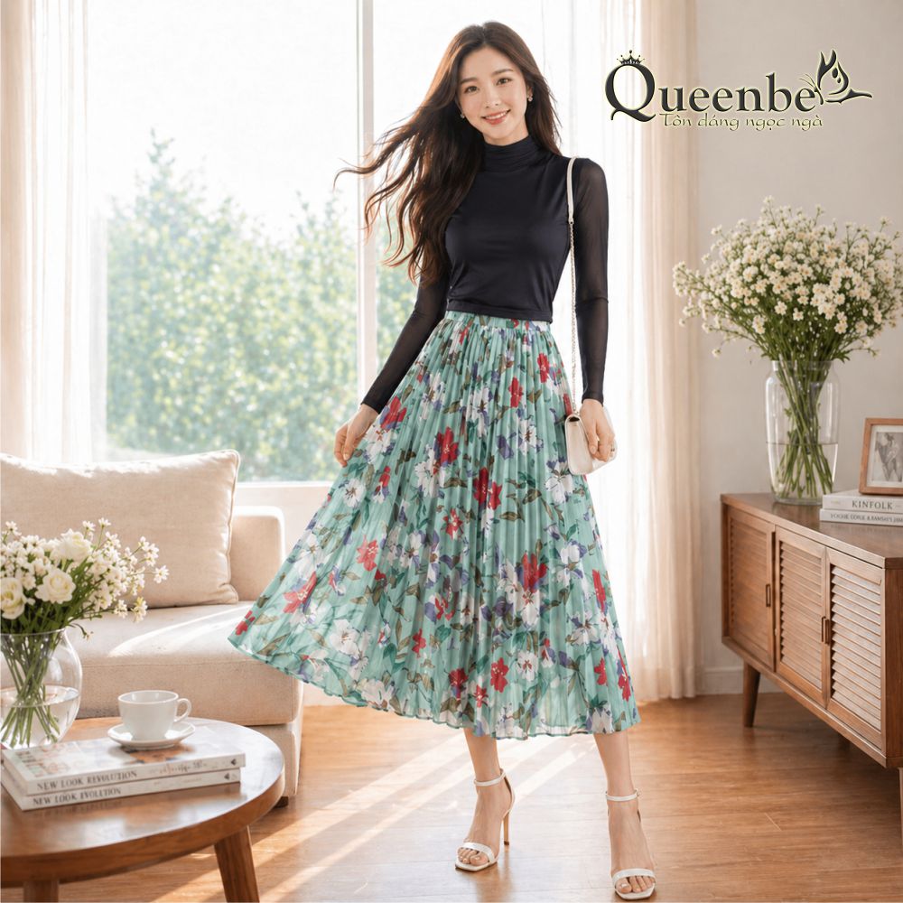 Áo thun nữ dài tay cổ lọ dáng ôm có big size Queenbe GLA249
