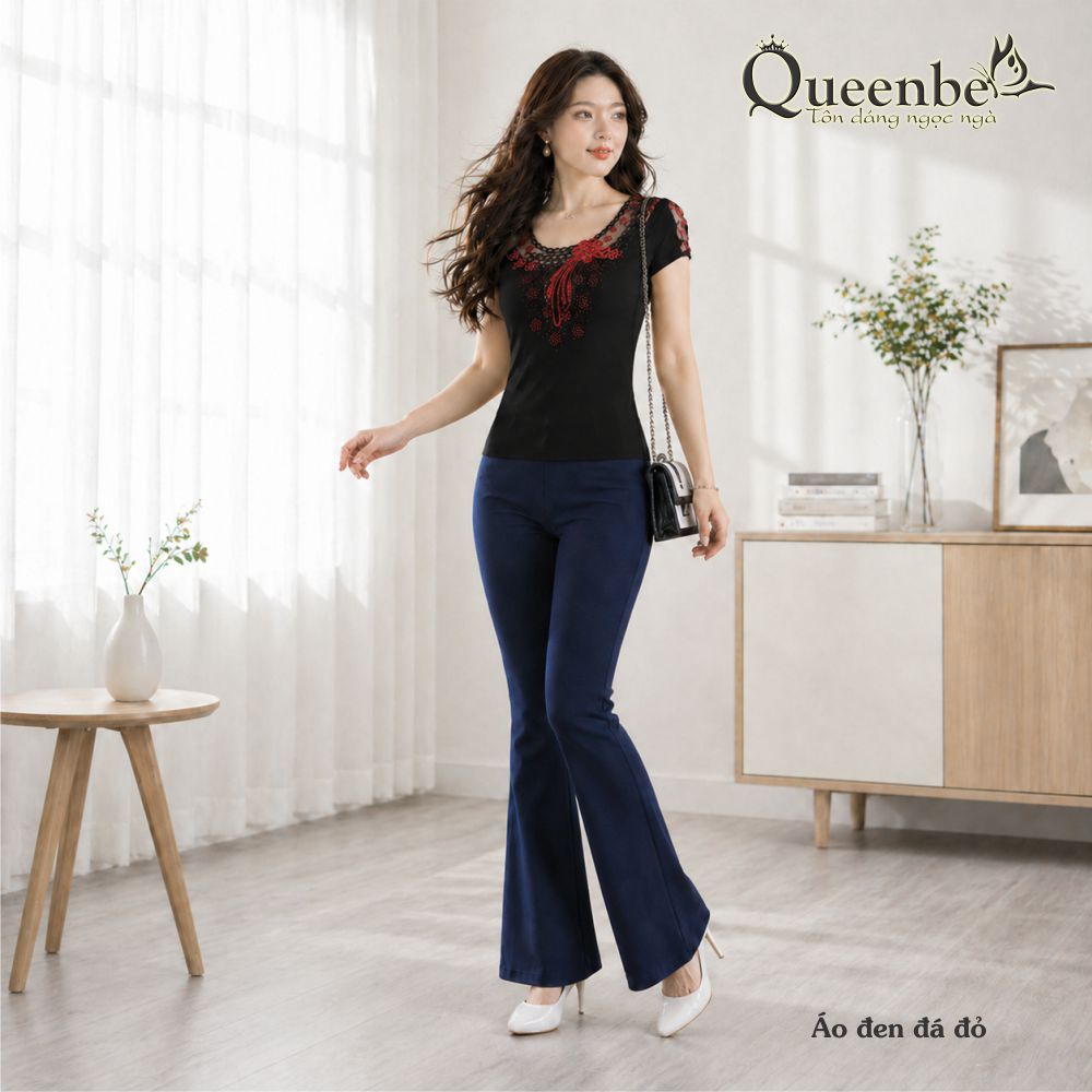 Áo thun nữ đính đá big size ngắn tay có big size Queenbe GLA269