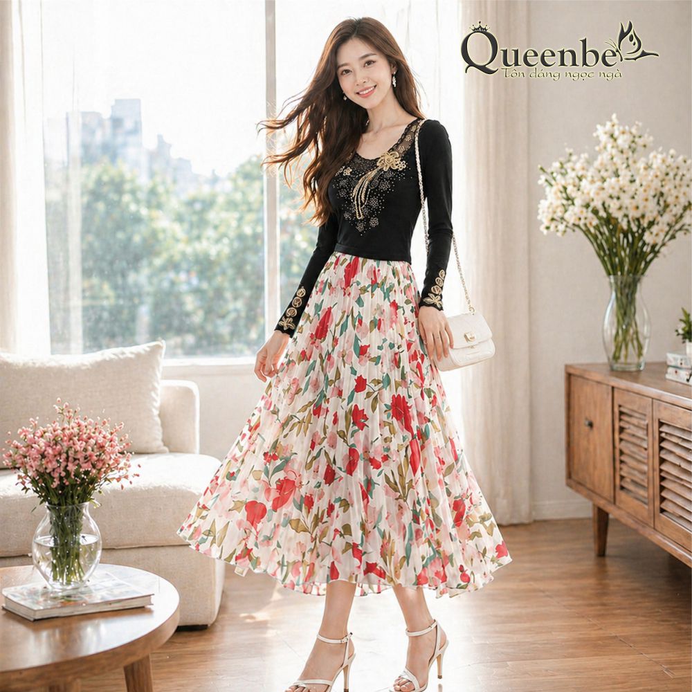 Áo thun nữ đính đá sang trọng có big size Queenbe GLA285