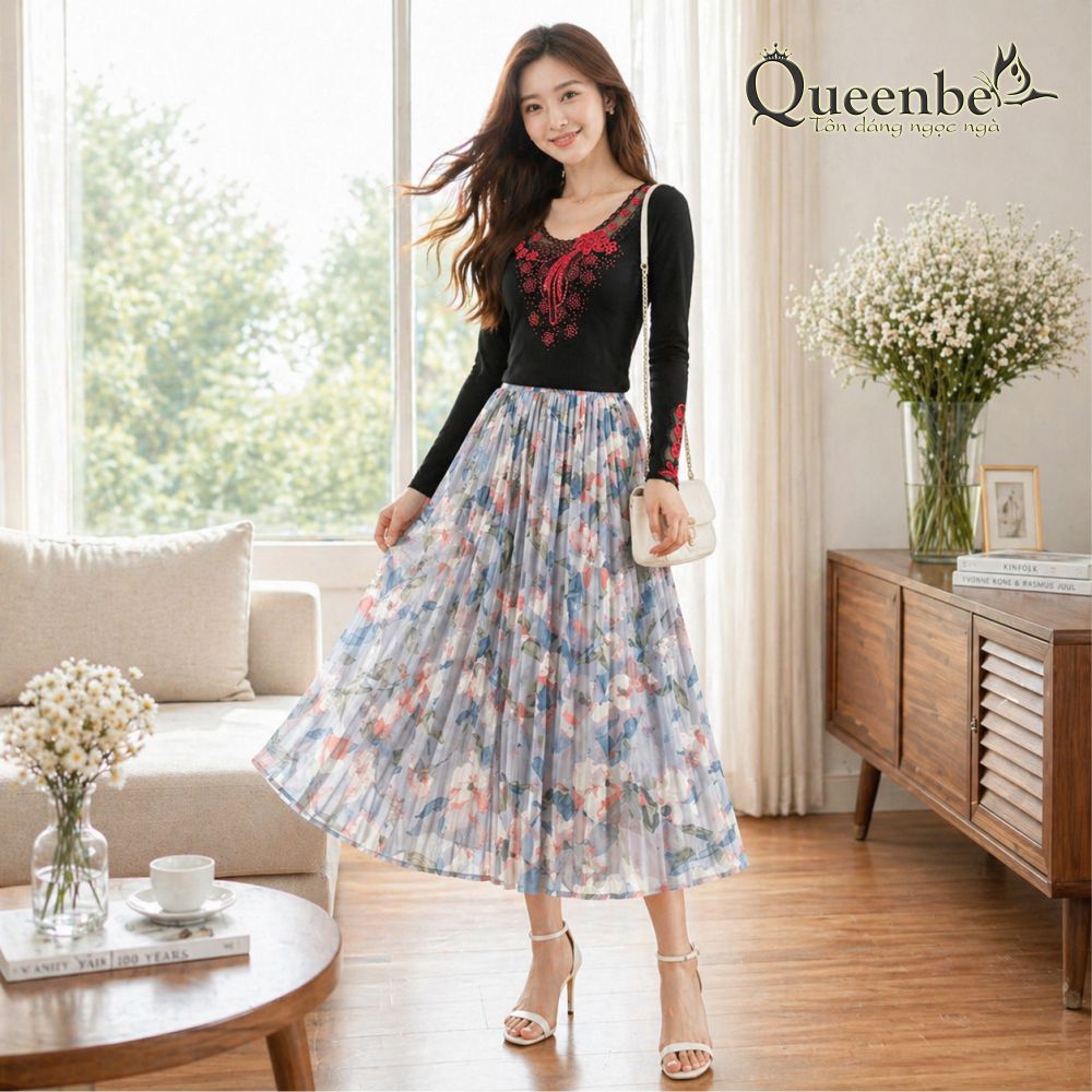 Áo thun nữ đính đá sang trọng có big size Queenbe GLA285