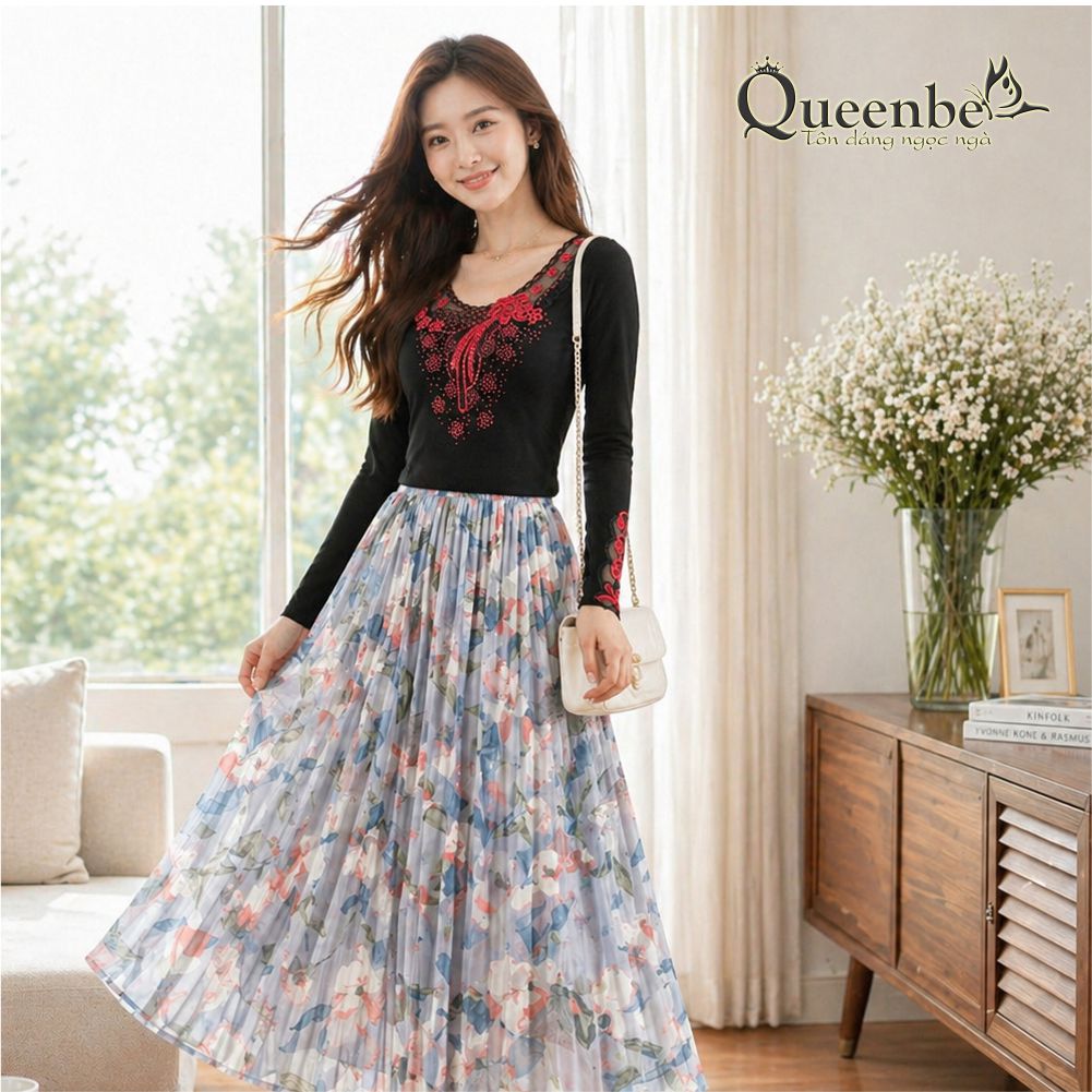Áo thun nữ đính đá sang trọng có big size Queenbe GLA285