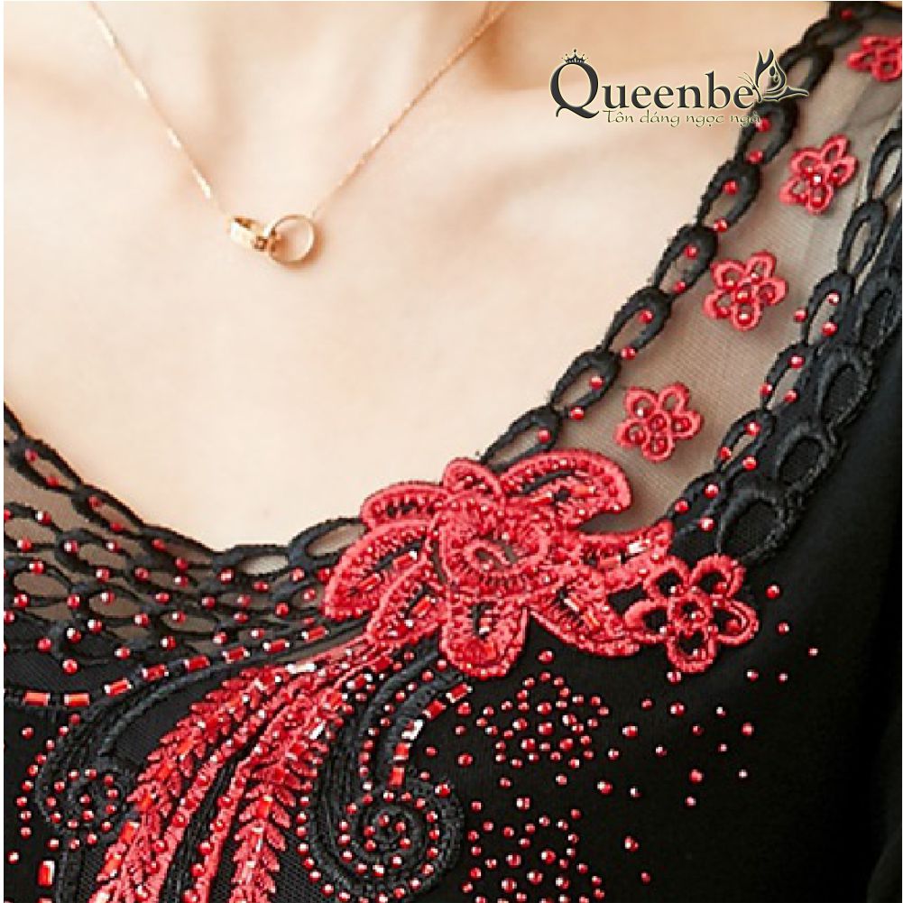 Áo thun nữ đính đá sang trọng có big size Queenbe GLA285