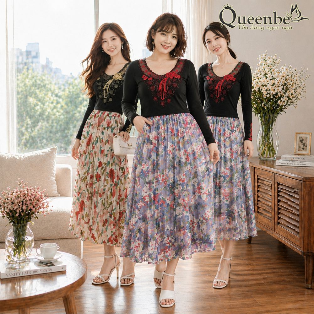 Áo thun nữ đính đá sang trọng có big size Queenbe GLA285