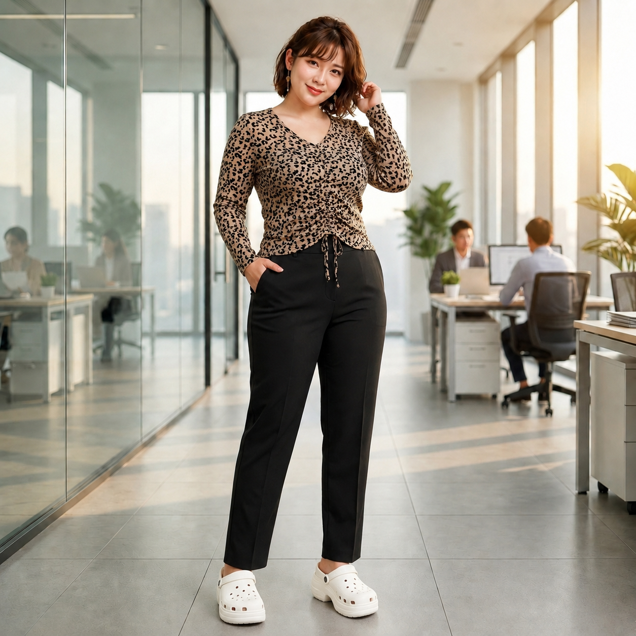 Áo thun nữ lưới dệt họa tiết co giãn 4 chiều có big size Queenbe GLA301 vải cotton lưới xốp mềm mượt thoáng